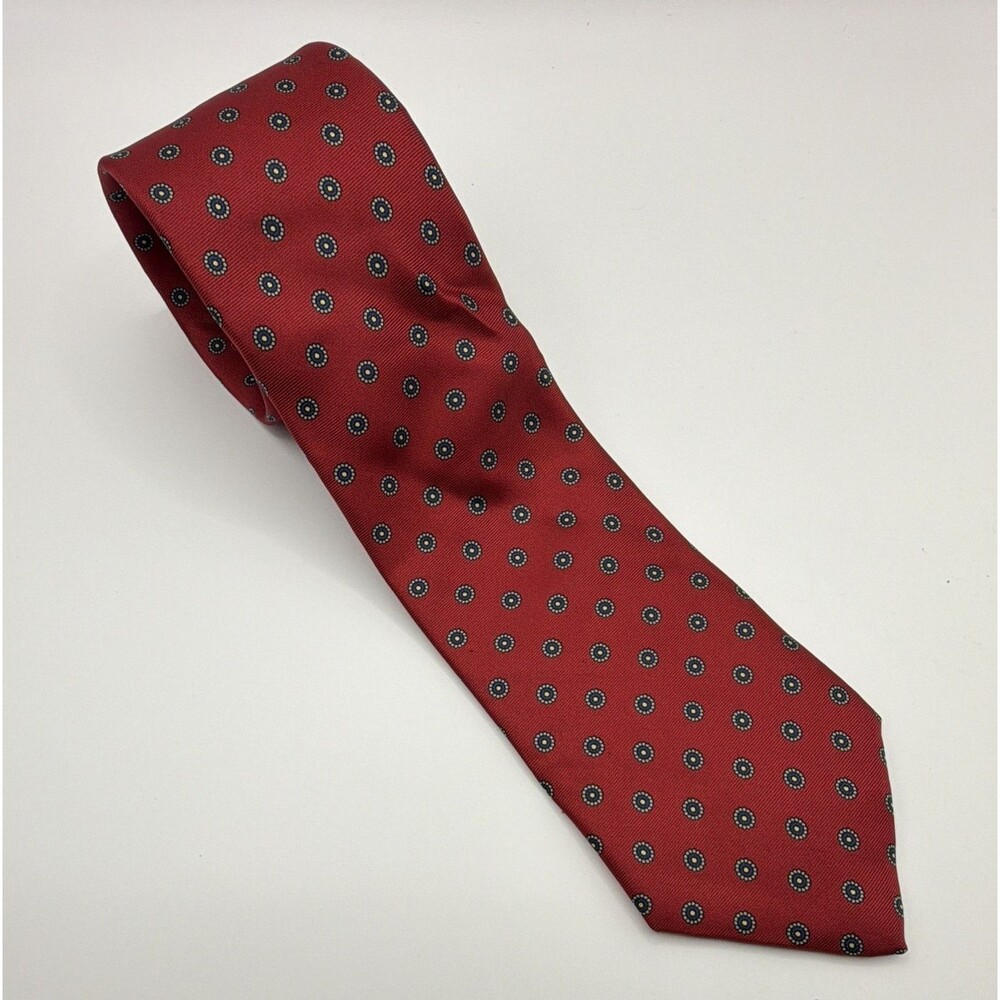 Men's Silk Woven Geometric Pattern Necktie Tie, Red & Blue, 1 Piece